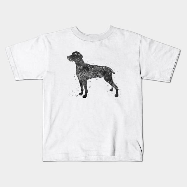 weimaraner dog black and white Kids T-Shirt by Yahya Art